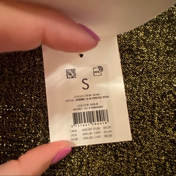 Samsøe & Samsøe Bodycon Gold Knit Mini Party Dress - Picture 6 of 7